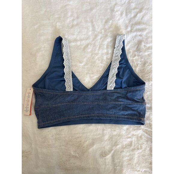 Colsie Women's Denim Blue Scoop Longline Bralette top XL - Picture 4 of 4
